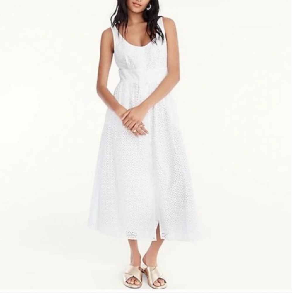 J. Crew Button-front eyelet dress Sz 6 NWT BH290 White